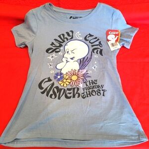 ✨️Closet Closing✨️Powder Blue Short Sleeve Tee with Spooky Cute Graphic